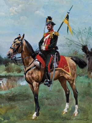 Wojciech Kossak (1856 Paris - 1942 Krakow), Self-portrait on horseback, 1891.
