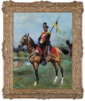 Wojciech Kossak (1856 Paris - 1942 Krakow), Self-portrait on horseback, 1891.