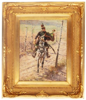 Wojciech Kossak (1856 Paris - 1942 Krakow), Polish Hussar, 1893.