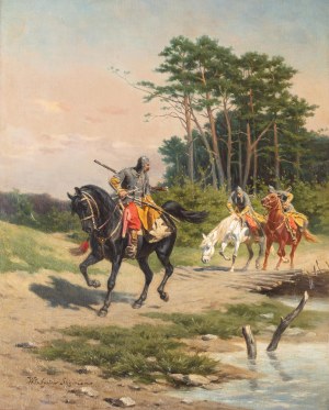 Wladyslaw Szerner (1836 Warsaw - 1915 Unterhaching), Armored men on the road, ca. 1885-1890