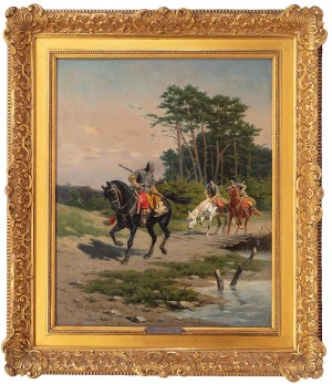 Wladyslaw Szerner (1836 Warsaw - 1915 Unterhaching), Armored men on the road, ca. 1885-1890