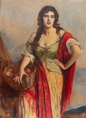 Bolesław Szańkowski (1873 Pogwizdowo - 1953 Fischbachau/Bavaria), Woman with a red shawl