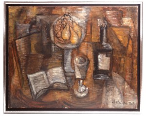 Alicja Halicka (1894 Krakow- 1975 Paris), Still life with bottle and book