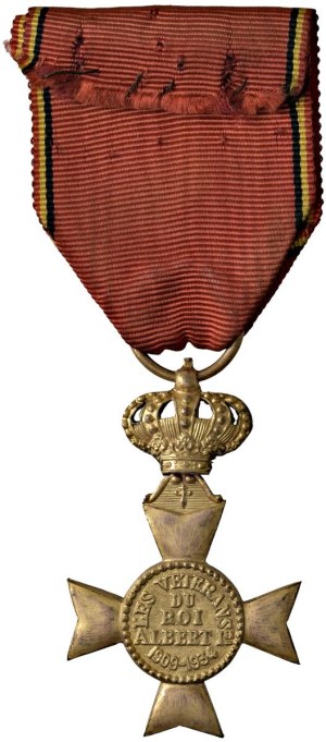 Orders and Decorations - Belgium. Albert I (1909-1934). Commemorative cross...