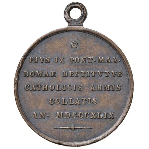 Włoskie medale - Rzym. Pius IX (1846-1878). Medal z 1849 roku. Za różn...