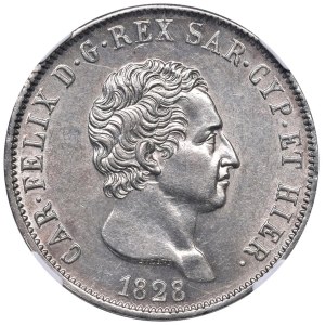 Savoy - Regno di Sardegna. Carlo Felice (1821-1831). 5 Lir...