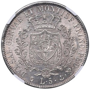 Savoy - Regno di Sardegna. Carlo Felice (1821-1831). 5 Lir...