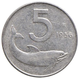 Italian Republic - REPUBBLICA ITALIANA (1946-...) 5 LIRE 1956 GIG. 28...