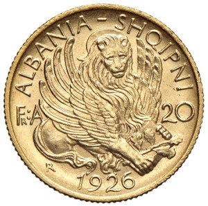World Coins - Albania. Amet Zogu (1925-1939) - 20 Franga Ari 192...