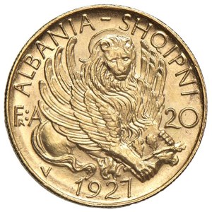 World Coins - Albania. Amet Zogu (1925-1939) - 20 Franga Ari 192...