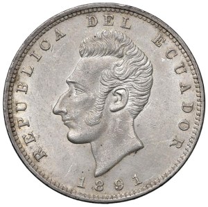 World Coins - Ecuador. Republic. 1 Sucre 1891 Lima. AG (g 25.0...