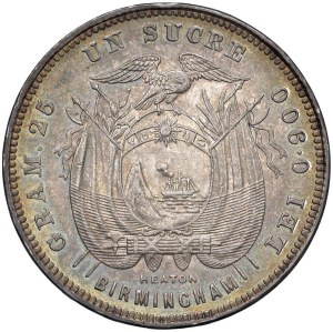 World Coins - Ecuador. Republic. 1 Sucre 1892 Birmingham. AG (...