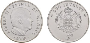 World Coins - Monaco. 5 euro commemorative 2008 Prince Albert...