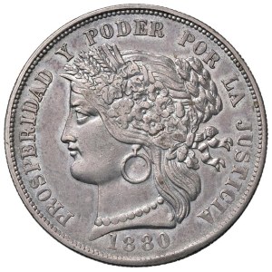 World Coins - Perù Repubblica (dal 1821). 5 Pesetas 1880 BF. AG ...