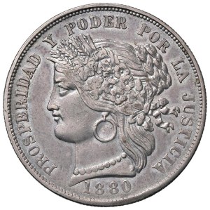 World Coins - Peru Republic (since 1821). 5 Pesetas 1880 BF. AG ...