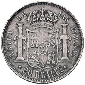 World Coins - Isabella II (1833-1868). 20 Reales 1851. AG (g 25,...