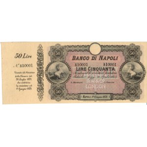 Italian Banknotes - Banco di Napoli. 50 lire Decreto 26.07.1879 n. 501...