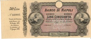 Italian Banknotes - Banco di Napoli. 50 lira Decree 26.07.1879 no. 501...
