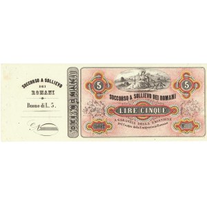 Italian Banknotes - 5 Lira Voucher Relief to Romans 30....