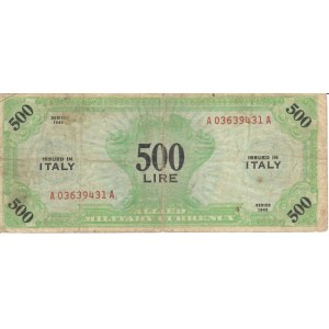 Italian Banknotes - Occupazione Americana. 500 Lire 1943 (italiano). G...