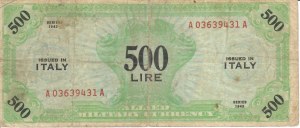 Italian Banknotes - American Occupation. 500 Lire 1943 (Italian). G...