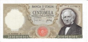 Italian Banknotes - Italian Republic. 100000 Lira Alessandro Manzon...