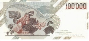 Italian Banknotes - Italian Republic. 100000 Lire Caravaggio 1 type...
