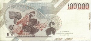 Italian Banknotes - Italian Republic. 100000 Lire Caravaggio 1 type...