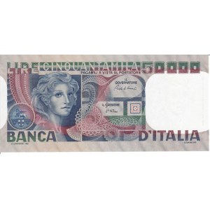Italian Banknotes - Repubblica Italiana. 50000 Lire Volto di donna. De...