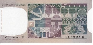 Italian Banknotes - Italian Republic. 50000 Lire Face of a woman. De...