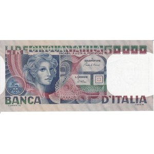 Italian Banknotes - Repubblica Italiana. 50000 Lire Volto di donna. De...