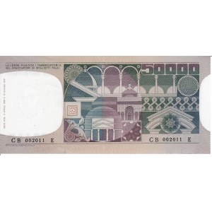 Italian Banknotes - Repubblica Italiana. 50000 Lire Volto di donna. De...