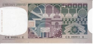 Italian Banknotes - Italian Republic. 50000 Lire Face of a woman. De...