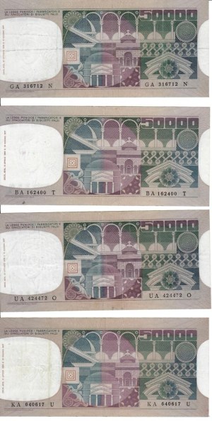 Italian Banknotes - Italian Republic. 50000 Lire Face of a woman. The.
