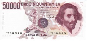 Italian Banknotes - Italian Republic. 50000 Lire Bernini 1 type. If.