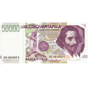 Italian Banknotes - Repubblica Italiana. 50000 Lire Bernini 2 tipo. Se...