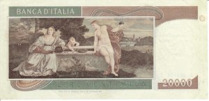 Italian Banknotes - Italian Republic. 20000 Lira Titian. Decree of.