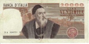 Italian Banknotes - Italian Republic. 20000 Lira Titian. Decree of.