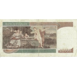Italian Banknotes - Repubblica Italiana. 20000 Lire Tiziano. Decreto d...