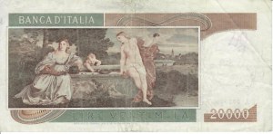 Italian Banknotes - Italian Republic. 20000 Lira Titian. Decree of.