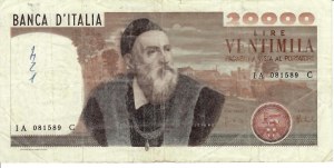 Italian Banknotes - Italian Republic. 20000 Lira Titian. Decree of.