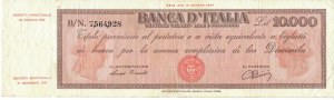 Italian Banknotes - Italian Republic. 10000 Lire Provisional Title...