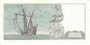 Italian Banknotes - Italian Republic. 5000 Lire Colombo 1 type. Dec.