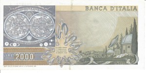 Italian Banknotes - Italian Republic. 2000 Lira Galileo Galilei. De.