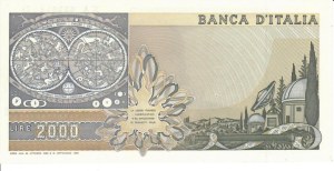 Italian Banknotes - Italian Republic. 2000 Lira Galileo Galilei. De.