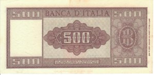 Italian Banknotes - Italian Republic. 500 Lire Italy. Decree of ...