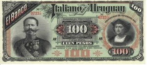Italian Banknotes - Banco Italiano of Uruguay (1887) - 100 Pesos 20/...