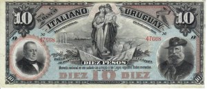 Italian Banknotes - Banco Italiano of Uruguay (1887) - 10 Pesos 20/0...