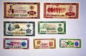 Foreign Banknotes - Albania - Banka e Shtetit Shqiptar. Series 1,3,5,10...