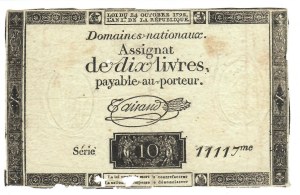 Foreign Banknotes - France - 10 Livres 24 Octobre 1792. Pick A66b....